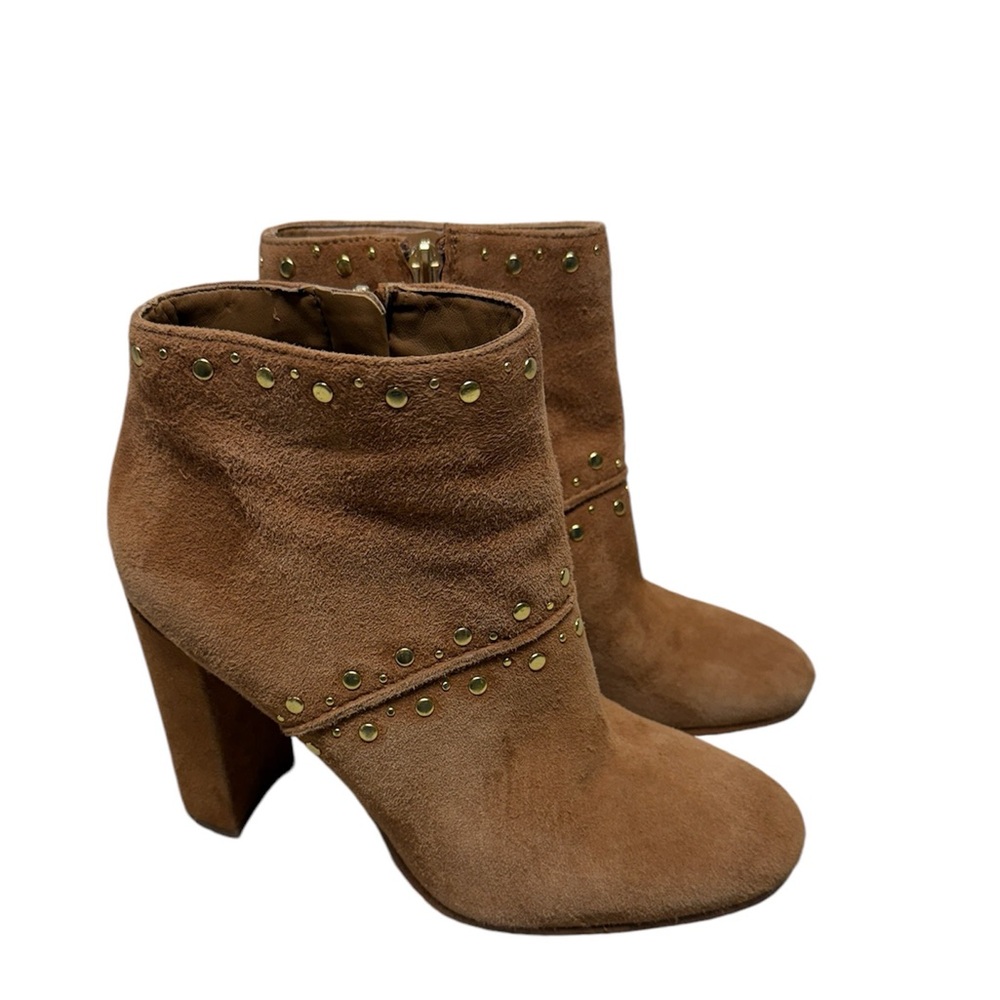 SAM EDELMAN Ankle Booties Chandler studded Saddle Suede Heel Leather Boots sz 6
